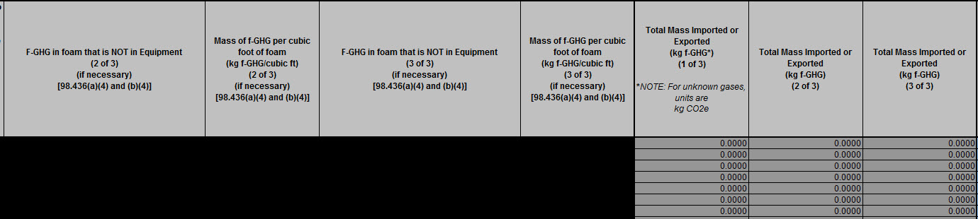 Image of a reporting form table asking for F-GHG information.